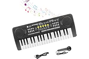 Shayson Keyboard Piano for Kids 37 Keys Music Piano with Microphone Portable Musical Toy Electronic Piano Birthday Gifts for Girls Ages 3-12 Black(NO.9127-NK)