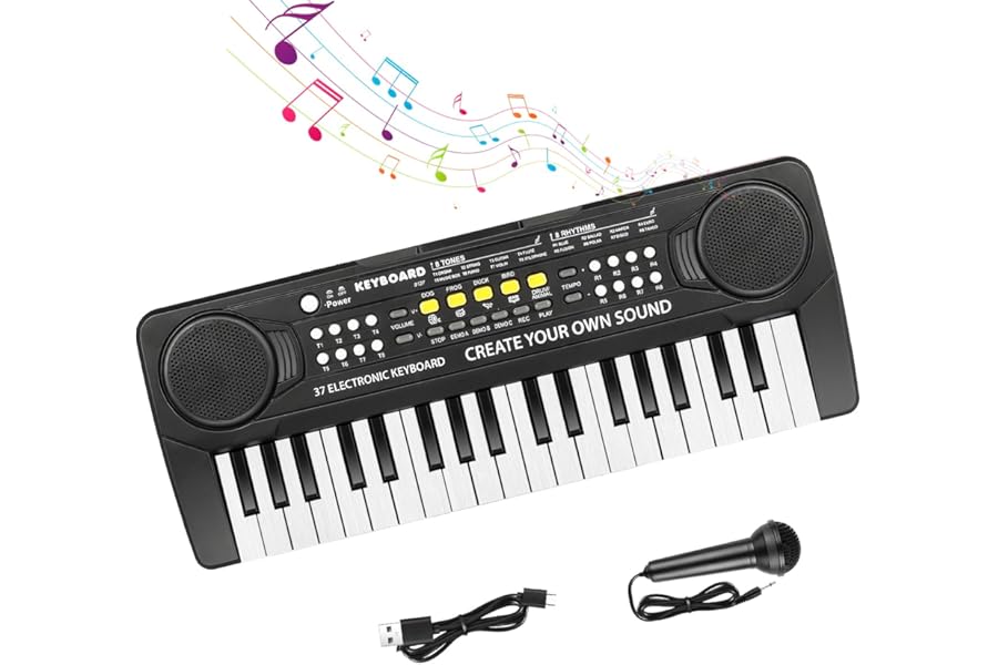 Shayson Keyboard Piano for Kids 37 Keys Music Piano with Microphone Portable Musical Toy Electronic Piano Birthday Gifts for Girls Ages 3-12 Pink