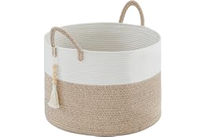 YOUDENOVA YODENOVA Panier de rangement en corde de coton pour jouets et linge avec perles en bois