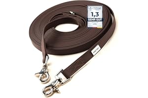 PetTec Correa de Perro de 2m, Edición Fina, Cómoda y Resistente, Fabricada con Trioflex Resistente; para Perros de hasta 50 kg de Tamaño; Proporciona Seguridad, Protección y Control (Marrón)