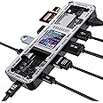DOCKCASE Smart USB C Hub 10 in 1 Explorer Edition, Dual 4K@60Hz Display, PD 3.0 100w, RJ45 Ethernet, 2 USB 3.2 10Gbps, 2 USB 2.0, UHS-II SD/TF Card Reader, USB C Dock for MacBook Pro/Air, Dell XPS