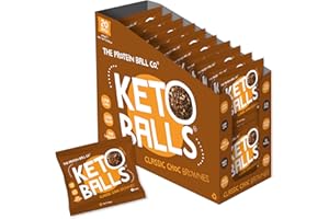 The Protein Ball Co Keto Snacks - Bite-Size Keto Treats - 100% Natural, Low Carb, Low Sugar, High Fibre Sweet Treats - Plant-Based & Gluten Free - Classic Choc Brownie, Pack of 20 x 25g