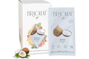 BRAGULAT | Bebida de Frutas con COCO | Bebidas y Refrescos Instantáneas en Polvo | Saborizantes Sin Azucar con fruta y Vitamina C | Agua con Sabor a Coco | 15 Sobres