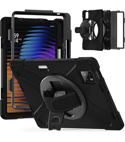 YRH Xiaomi Pad 7, hoes 11,2 inch 2024, met schokbestendige vingerstandaard, kinderhoes voor tablet, Xiaomi Pad 7 Pro, rozenrood