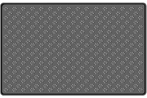 MOACC Tappetini Sottociotola per Cani, Tappetino per Ciotola di Cibo Antiscivolo per Animali con Disegni di Zampe Perfetto per Proteggere Il Pavimento da Liquidi(Grigio Paw Pattern, 47 x 30 cm)