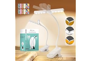 MILA&LOUIS lampe de lecture pour livre, lampe led rechargeable Hauteur réglable 10 à 30 cm. 2 Pack blanc avec 6 signets magnétiques 2 têtes réglables