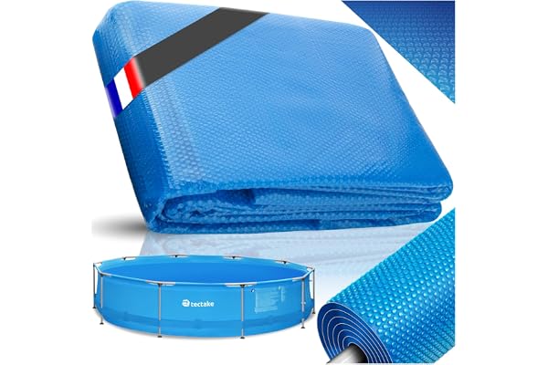 tectake® Bâche chauffante Piscine Ronde Ø5,49m Bleu Bâche de Protection Solaire & Chauffage Piscine Hors Sol Spa Piscines tubulaires, Adaptable à la Taille souhaitée, Chauffage Solaire