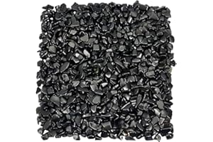 KYEYGWO Obsidian Tumbled Chips Crushed Natural Stone for Decoration, Crystal Quartz Gravel Garden Decorative Stones 1 Pound(460 Gram)