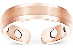 Smarter LifeStyle - Anillo Elegante de Titanio Para Terapia Magnética y Que Alivia el Dolor de Artritis y Del Túnel Carpiano Color Oro Dorado Talla 7