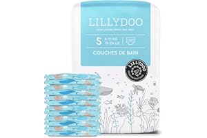 LILLYDOO - Couches de Bain Jetables, Douces pour la Peau des Bébés, Taille S (6-11 kg), 1 paquet (20 pièces), Protection Optimale dans l'Eau, Design Aquatique