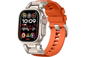 Bandletic Pasek kompatybilny z Apple Watch 49 mm, 46 mm, 44 mm, 45 mm, 42 mm, dla mężczyzn, wytrzymały pasek R-Steel FKM z metalowym złączem do Apple Watch Ultra 2, Ultra, iWatch serii 10, 9, 8, 7, 6
