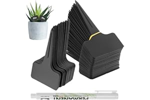 QWORK® 120 Pièces étiquettes de plantes en plastique, étiquettes jardin en format T résistant aux intempéries avec stylo de marquage, pour plantes d'extérieur et d'intérieur