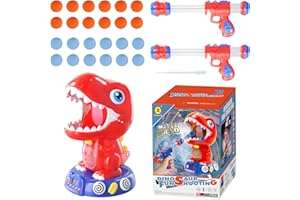 Litinliv Movable Dinosaur Shooting Toys for Kids, Movable Target Shooting Game with 2 Air Pump Guns and 24 Foam Balls, Shooting Game, Dinosaur Toy for Boys Children Dinosaur Birthday Party Supplies