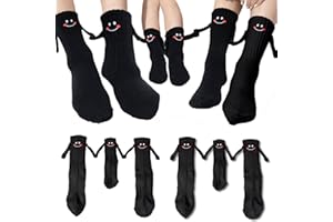 RYMAUP®3 Pares de Calcetines magnéticos únicos, adecuados para Regalos de Padres y Regalos Familiares, Calcetines de Amistad para Mujeres, Hombres, Parejas, niños, Idea de Regalo, Negro