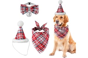 NQEUEPN 3 szt. Swiateczna Psa Bandana Kapelusz Muszka, Regulowana Czerwona Chusta Zwierzat Domowych Trójkatny Szalik Muszka psa Dzwonkiem Swiateczne Kostiumy dla Psów Dostaw dla Zwierzat Koty