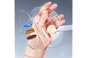 OLEGOVNA Palette acrylique pliable 180° pour maquillage, portable. Equipée d'une spatule transparente et d'un sac en feutre, idéale pour mélanger ombre à paupières, fond de teint, pigments cosmétiques.