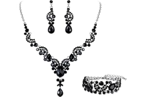 Ever Faith Wedding Jewellery Set for Women, Sparkly Rhinestone Crystal Vintage Floral Teardrop Brides Bridal Necklace Earrings Bracelet Sets Prom Party Costume Jewelry 3 Pcs