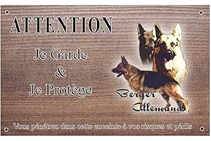 Pets-Easy.com Attention Chien de Garde personnalisée Berger Allemand - pré percée et vis proposées. De 30 cm à 15 cm…