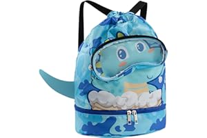 Diyxisk Sac de Sport pour Enfant, Séparation Sèche et Humide, Réglable, pour la Piscine, la Plage, en Voyage (Bleu)