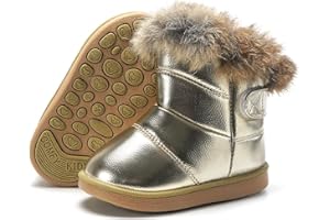 Gaatpot Botas para Niña Niño Zapatos de Nieve Botines para Invierno Bota Calentitas Forradas Impermeables Bebé Boots Negro 21-30
