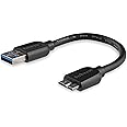 StarTech.com 15cm 6in Short Slim USB 3.0 A to Micro B Cable M/M - Mobile Charge Sync USB 3.0 Micro B Cable for Smartphones and Tablets (USB3AUB15CMS),Black