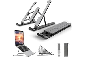 OUSDRA Soporte Portátil , Soporte Portátil Ajustable 8 Ángulos, Elevador Ventilado Portátil, Laptop Stand con Plástico ABS, Silicona Antideslizante para Portátiles, Portátiles, Tablets (10-15,6 Pulgadas)