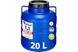 Garronda 20 Liter Weithalsfass aus BPA-freiem Futtertonne Fass Universalfass Lebensmittel Fass Regenfass für Garten Regentonne mit Deckel Regenwassertonne für Garten Wassertonne GD-0078, Blau