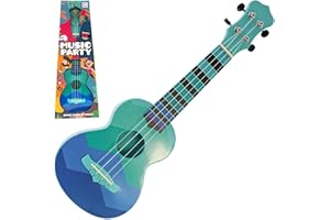 The Magic Toy Shop 19" Blue Guitar Toy, Ukulele for Kids - 4 Nylon Strings with Picks, Beginner Friendly Educational Musical Instrument - Birthday for Boys & Girls Aged 3+