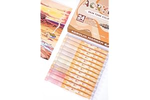 Guangna Feutres acryliques 24, feutres à pointe fine flexible et précise, encre opac superposable, cahier de coloriage, verre, céramique, roche, bois, pierre, peinture sur tissu (24)