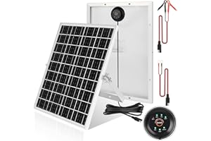 【25W Panel Solar 18V Kit】DERUXI Placa Solar 25 W Kit: Cargador Solar de 25W Panel Solar con Controlador de Carga Ultra Integrado PWM+Soporte Ajustable+Cables SAE, para Baterías GEL, AGM, LiFePO₄ 12V