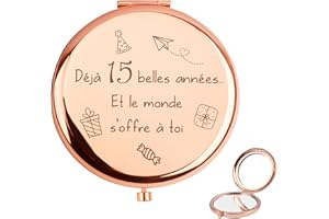 QWZify Cadeau 15 Ans Anniversaire Fille, Miroir de Poche Cadeau Anniversaire Femme Shell Compact Mirror Pratique Couleur Or Rose Original Miroir Compact Double Réflexion Mirror de Maquillage, Déesse