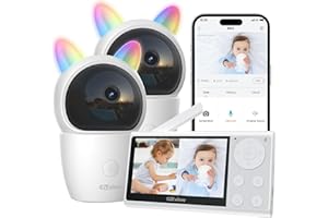 CZEview 2K Babyphone 2 Caméra Bébé, Moniteur Vidéo 4,3", PTZ 360°, Vidéo Caméra Surveillance Bébé, Audio Bidirectionnel, Vision Nocturne, Berceuses, Détection AI & Alertes Intelligentes