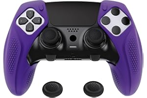 playvital Ninja Edition Anti-Rutsch halb-überdachte Hülle Case Skin für ps5 Edge Controller, Ergonomischer Schutzhülle Silikonhülle für ps5 Edge Wireless Controller mit Thumbsticks Kappen-Lila