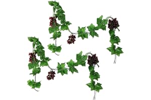 LONGHAO 2 Pcs,Uvas Falsas,UVA Fruta Falsa,Uvas De PláStico,6 Juegos De Brochetas De UVA,Brochetas De UVA De PláStico,DecoracióN De Frutas Y Verduras Artificiales,para DecoracióN Accesorios