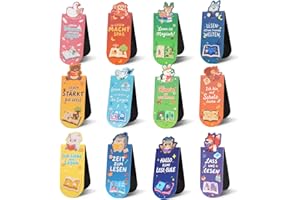 AERULND 12 Stück Magnetisches Lesezeichen Tier, Kleine Geschenke für Adventskalender Kinder, Adventskalender Füllung Kinder, Mitgebsel Kindergeburtstag Gastgeschenke, Weihnachtsgeschenke für Kinder