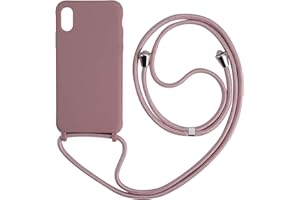 Ququcheng Funda Compatible con iPhone XR,Ajustable Collar Correa de Cuello Cordón Cuerda Carcasa TPU Bumper Silicona Skin Caso para iPhone XR-Rose Oro