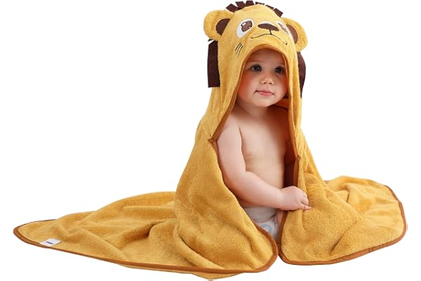 COOKY.D Bambou Capuchon Serviette De Bain Bébé Toddler Couverture Portable Garçon Fille Grande Taille Animal Peignoir Lion 75x100cm