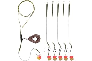 SHADDOCK Carp Fishing Rigs Kit Handmade Setup Hair Rigs Terminal Tackle Kit Chod Helicopter Rig with Hook Swivels Corn Bait Leader Line Boilies Bait Rig Carp Fishing Accessories