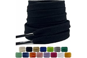 Dafannis 2 Paires Lacets Coton, Lacets Plats Larges de 9 mm Résistants à la Déchirure pour Sneakers, Chaussures de Sport, Baskets, Lacets de Remplacement Haut de Gamme