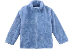 ANIMQUE Bambini Giacca in Pile Corallo Colletto in piedi Cappotto con Cerniera Genitore-Bambino Autunno Inverno Transizioni Stagioni Capispalla Caldo e Morbido con Tasche