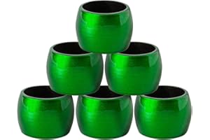 Argon Tableware 6 Piece Metallic Napkin Rings Set - Metallic Finish - 4.5cm - Green