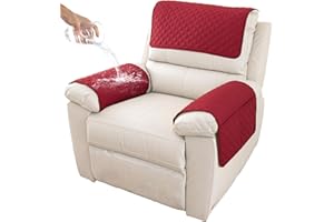 GYHH Sofa Armrest Cover, Headrest Cover for Recliner Chair Arm Cover,Armchair Slipcover Nonslip Quilted Furniture Protector for Pets Leather Sofa Couch (Red,1 Seat Recliner | 3 pc)