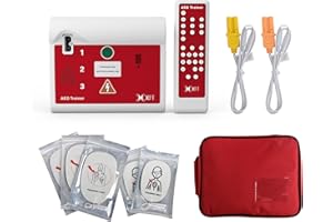 AED Trainer, Portable Defibrillator Trainer Set CPR Training Device with Remote Control, English and Spanish Voice Prompts, 10 Different Scenarios, First Aid Defibrillator Trainee Beginner (XFT 120C)