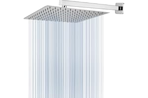Voolan Rain Shower Head with Extension Arm, Stainless Steel Rain Shower Heads, High Flow Square Shower Head (Shower 30 cm, Arm 40.5 cm)