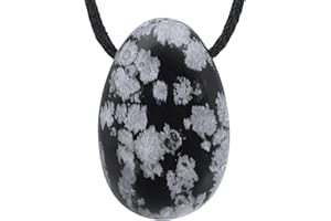 Lebensquelle Plus Tropfen Anhänger mit Baumwollband + Edelsteinkarte | Set-Angebot Echter Edelsteinanhänger | Gebohrter Trommelstein Tropfenanhänger