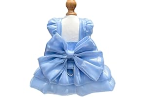 Yaopelky Hund Prinzessin Kleid für kleine Hunde Katze Schleife Kleid mit D-Ring Hund Mädchen Hochzeit Kleidung niedlichen Welpen Tutu Rock Doggy Sommer Kostüm,Blau, Größe XL(5-7 kg)