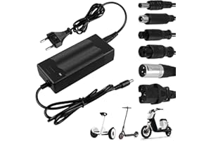 BORDEAG Cargador Patinete Eléctrico: Cargador Hoverboard 42V 2A, 36V Universal de Batería con 6 Conectores, para Xiaomi M365 Ninebot E-Scooter, Hoverboard, Scooter Eléctrico