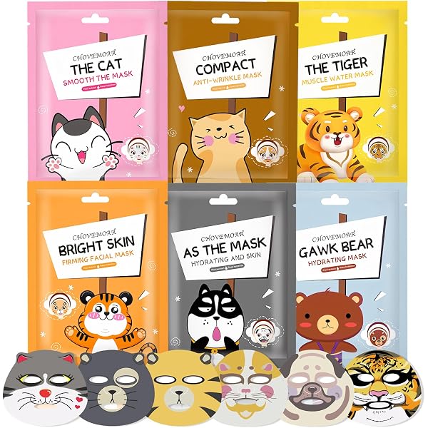 7er Set Gesichtsmasken Mit Tiermotiven – Feuchtigkeitsspendend & Beruhigend