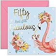 Central 23 - Cute 50th Birthday Card for Her - 'Fifty And Still Fabulous' - Cute 50th Birthday Cards for Women - Cheeky 50th Birthday Cards for Men - Pretty Design - Comes with Fun Stickers