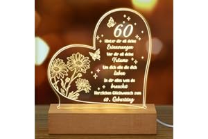 Fiada Geburtstag Frau Mann Geburtstagsgeschenke für 60 Acryl Nachtlicht mit Gravur 60. Geburtstag für Ehefrau Mama Freunde Ehemann Mutter Geschenkideen (60. Geburtstag)